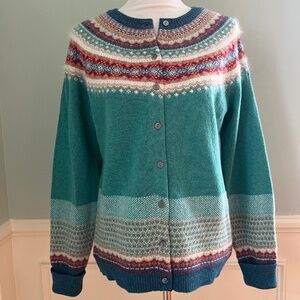 Eribe Scotland Knit Alpine Cardigan, Fair Isle, Size Large, Soft Wool/Angora